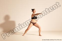 Underwear Martial art Woman White Moving poses Average long colored Dynamic poses Academic